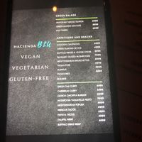 Vegan menu  at Hacienda BLU Beach Lounge & Grill in Liberia