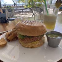 Vegan burger made with chickpeas   at Hacienda BLU Beach Lounge & Grill in Liberia