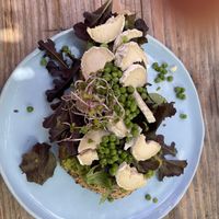 Sandwich with pea pesto and vegan goat cheesee  at De Gillende Keukenmeiden in Zwolle