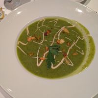 Wild garlic and thyme soup at Vegistube @ Hotel Pollux in Zermatt