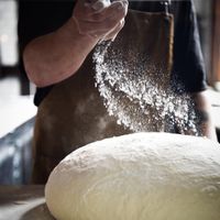 Pizza dough hand made in store  at Alphington Social in Alphington