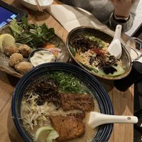 Vegan tonkotsu ramen , chick’n nuggets , tantan black ramen  at Shinmachi in Newtown