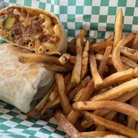 Jackfruit mac n cheese wrap with avocado  So good!  at The Fix in Kansas City