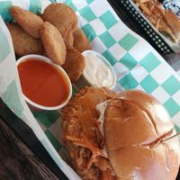carolina chicken sammy with fried pickles at The Fix in Kansas City