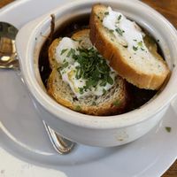 Vegan French Onion Soup  at Adam's Mountain Cafe in Manitou Springs