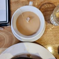 earl gray tea latte with oatmilk and lavender at Adam's Mountain Cafe in Manitou Springs