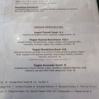 Some of the vegan breakfast options   at Adam's Mountain Cafe in Manitou Springs