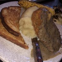 Seitan country fried steak (sides made vegan) at The Annex Crafthouse in Houston
