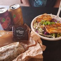 Amazing food!! Including the vegan reuben wrap!! at Papaya's Natural Foods in Kapaa