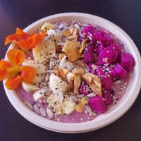 Breakfast smoothie bowl. at Papaya's Natural Foods in Kapaa