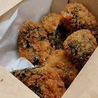 Fried rolls with quinoa. Delicious at Salaya Plant-Based Kitchen in Los Angeles