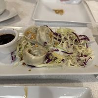 Steamed dumplings (sauce is great!)  at Salaya Plant-Based Kitchen in Los Angeles