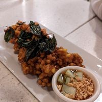 Corn Fritters at Salaya Plant-Based Kitchen in Los Angeles