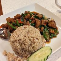 Crunchy Basil Chicken at Salaya Plant-Based Kitchen in Los Angeles