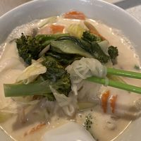 Coconut noodle soup  at Salaya Plant-Based Kitchen in Los Angeles