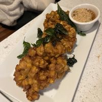 Corn fritters  at Salaya Plant-Based Kitchen in Los Angeles