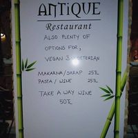 Board advertising vegan & vegetarian options  at Antique Restaurant - Maybe closed in Antalya