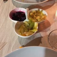 Gorgeous dips (celery & orange, leek & carrot, garlic beetroot) at Antique Restaurant - Maybe closed in Antalya