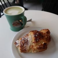 Matcha Latte & nut croissant at Luminary Bakery in North West London