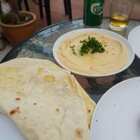 Humus with bread at D Brug Falafel & Hummus in Malacca