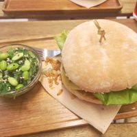 Burger at Loving Hut in Louvain-la-neuve