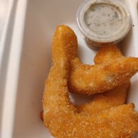 Scampis frits at Loving Hut in Louvain-la-neuve