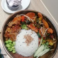 Poulet ( seitan) aigre douce at Loving Hut in Louvain-la-neuve