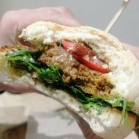 Burger italien at Loving Hut in Louvain-la-neuve