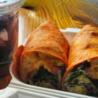 Chickenless chicken wrap w/ brownie sundae at Yumzio Bistro in Greensburg