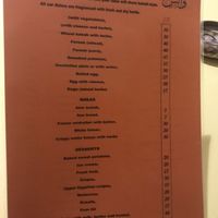 Food menu at Wannas Art Cafe in Luxor