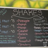Shakes menu at The Thai and Smoothie Place in Waimea