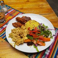 Absolutely delicious plate of food! at Govinda Gopal - Govindas  in Quito