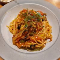 Tomato pasta with vegetables at Pasta Studio Jeju in Seogwipo