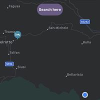 The actual location of the hotel (blue dot) at Paradiso Pure Living Vegan Hotel in Kastelruth