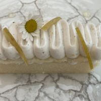 Lemon Cake with Vanilla cream.  at Paradiso Pure Living Vegan Hotel in Kastelruth