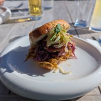 Whiskey braised seitan sandwich at Paradiso Pure Living Vegan Hotel in Kastelruth
