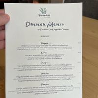 Sample dinner menu. Changes daily. at Paradiso Pure Living Vegan Hotel in Kastelruth