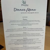 Sample dinner menu. Changes daily. at Paradiso Pure Living Vegan Hotel in Kastelruth