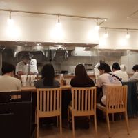 Seating area at Menya Shichisai in Tokyo