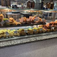 Freshly prepared menu items on display   at Shou Yi Fried Fritters in Central Singapore