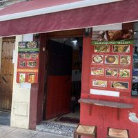 Outside view showing menu  at Damasquino in Cordoba