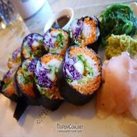 Vegetable sushi with flat rice noodles instead of sushi rice. at Organic Freshmart and Restaurant in Subang Jaya