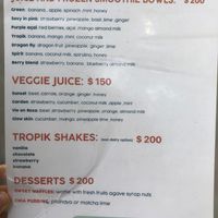 Menu  at Tropic Bowl in Las Terrenas