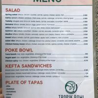 Menu at Tropic Bowl in Las Terrenas