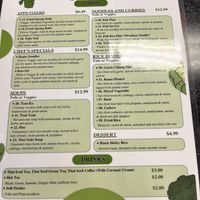 Vegan menu (must ask for it)  at Thian's Thai Fusion in Ocean Shores