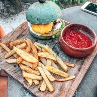 Cloickwork Orange Burger at Shaka - Lio Beach in El Nido