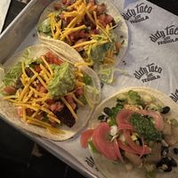2 imposso tacos and a tofu & quinoa taxo  at Dirty Taco + Tequila in Rockville Centre