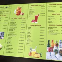 Menu  at Sophie Homy in Dong Hoi