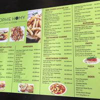 Menu  at Sophie Homy in Dong Hoi
