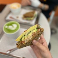 Vegan club sandwich y matcha latte at Matcha Gracias in Barcelona